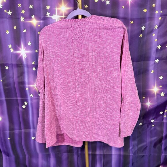 Like Love - Chic Pink V-Neck Blouse - Magenta - 1X - Picture 4 of 6